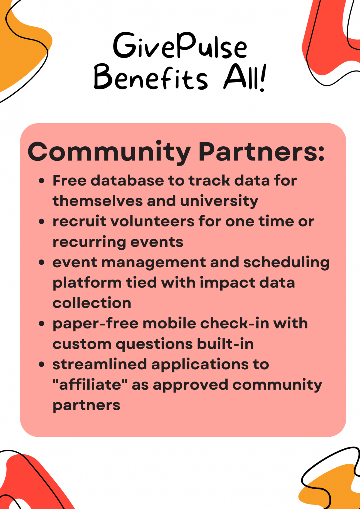 GivePulse Benefits for Community Partners 